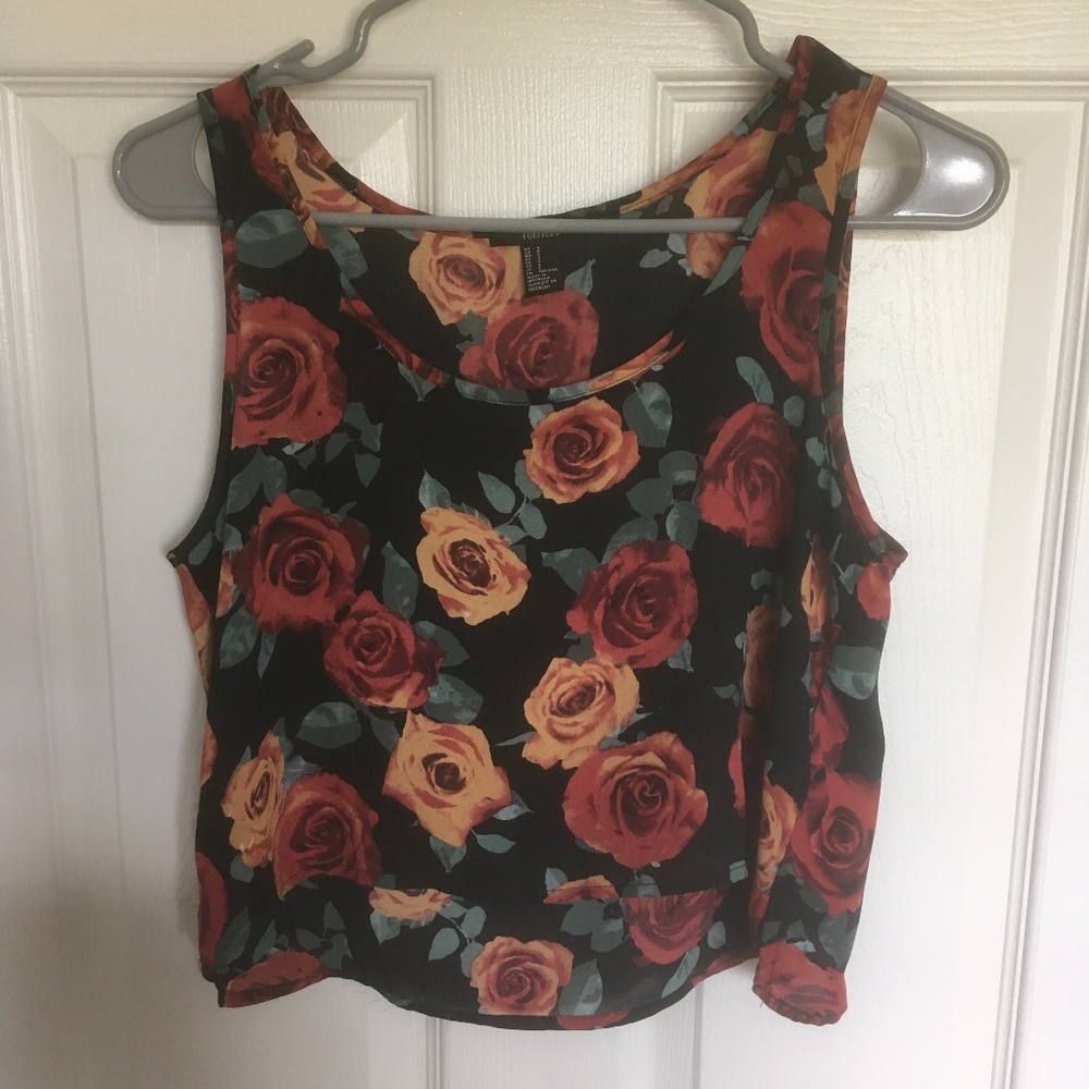 Forever 21 Sheer Floral Crop Top